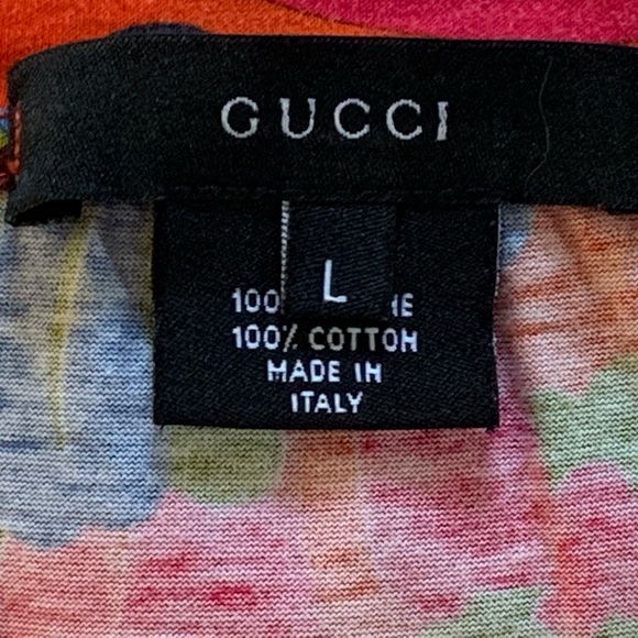 Authentic GUCCI floral 100% Cotton SS top for Women Color Splash size L EUC - Picture 5 of 5